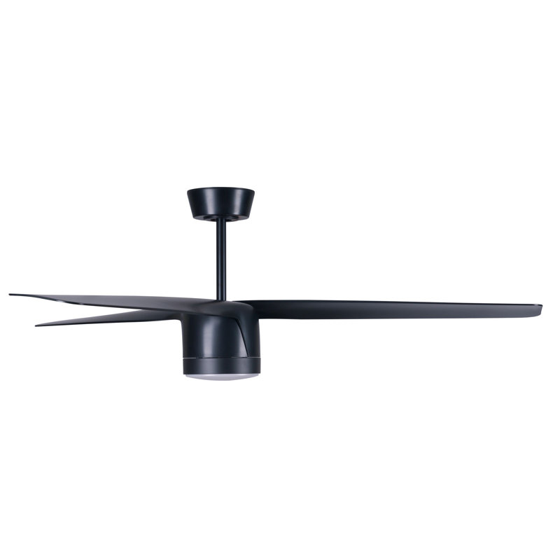Harta 142cm Ceiling Fan with Light Kit, Black