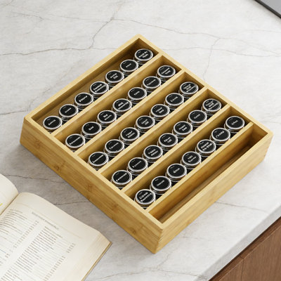 4-Tier Bamboo Spice Rack Organizer For Cabinet Or Countertop, Freestanding Seasoning Shelf For Kitchen Pantry And Cupboard, Space-Saving Storage Solution