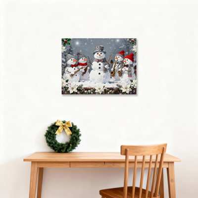 Snowman Family Winter Canvas Wall Art