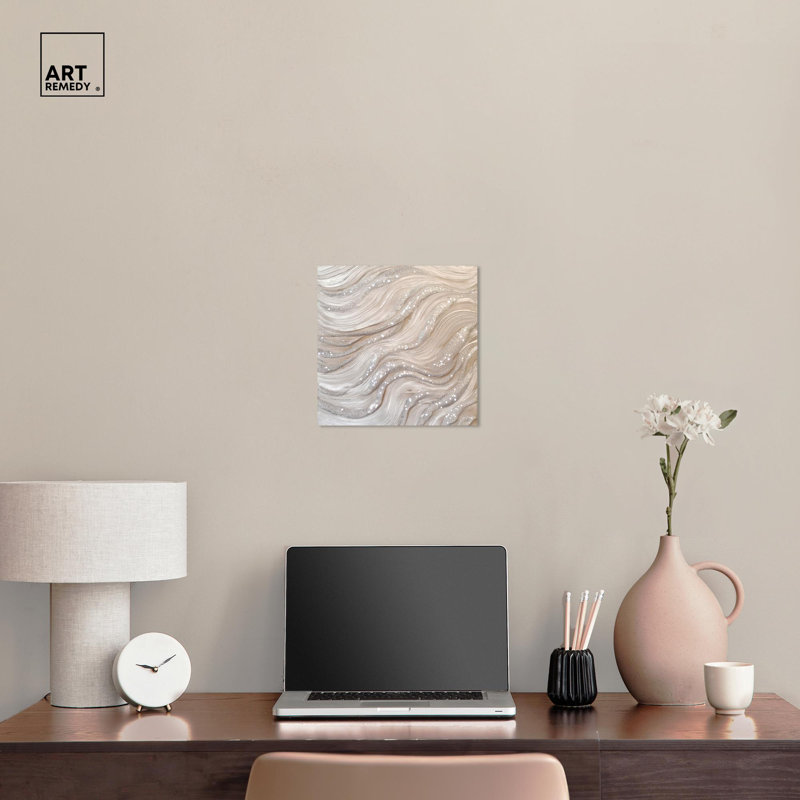 Silver Waves Abstract 12" x 12" Canvas Art