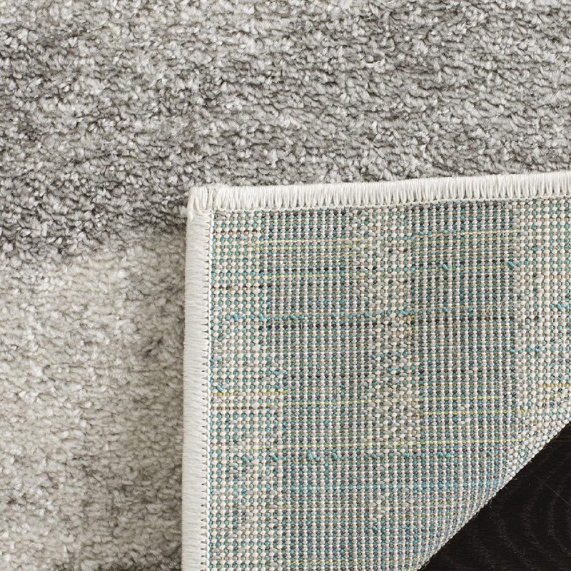 Tapis performance abstrait Shelva, Gray/Ivory, Square 10'