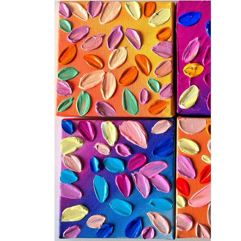 Petite texture | Ensemble de quatre peintures | Avec cadre | Peinture de Shaily Verma