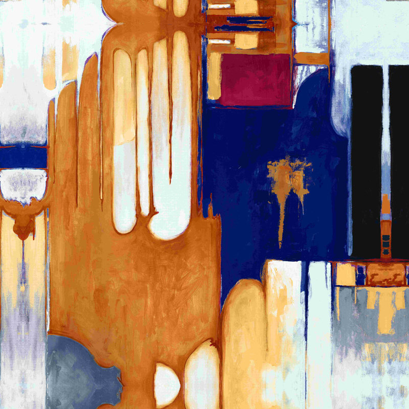 «Colorful Abstract Orange Blue», impression sur toile tendue, H 36 po x l 36 po