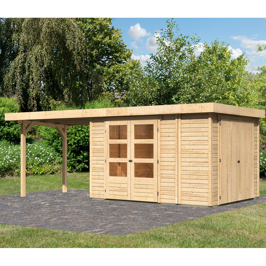 Gartenhaus Retola 4 mit Anbauschrank und Anbaudach 2,80 m Breite