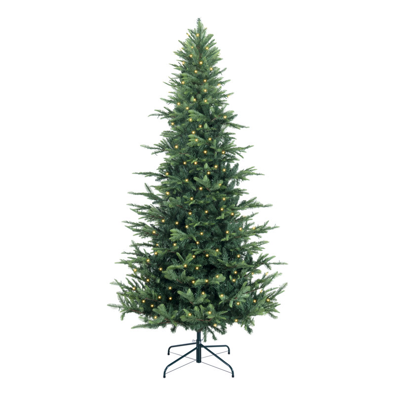 6' 6'' Green PVC Pre-Lit Artificial Christmas Tree with Metal Stand