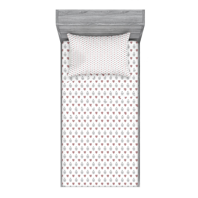 Ensemble de draps Hearts, Ensemble de draps pour lit simple TG avec drap-hou