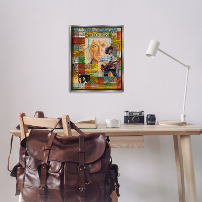 Brian May Collage Gray Framed Floater Canvas Wall Art by Sabin