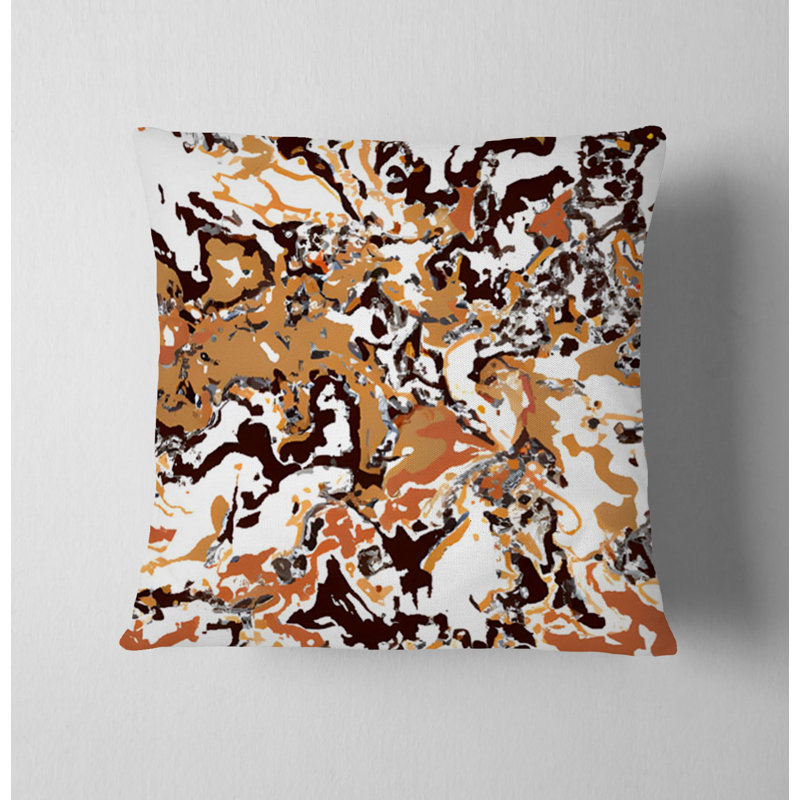 Throw Pillow Cover Only, H 16 po x l 16 po, Blanc / orange abstrait 4