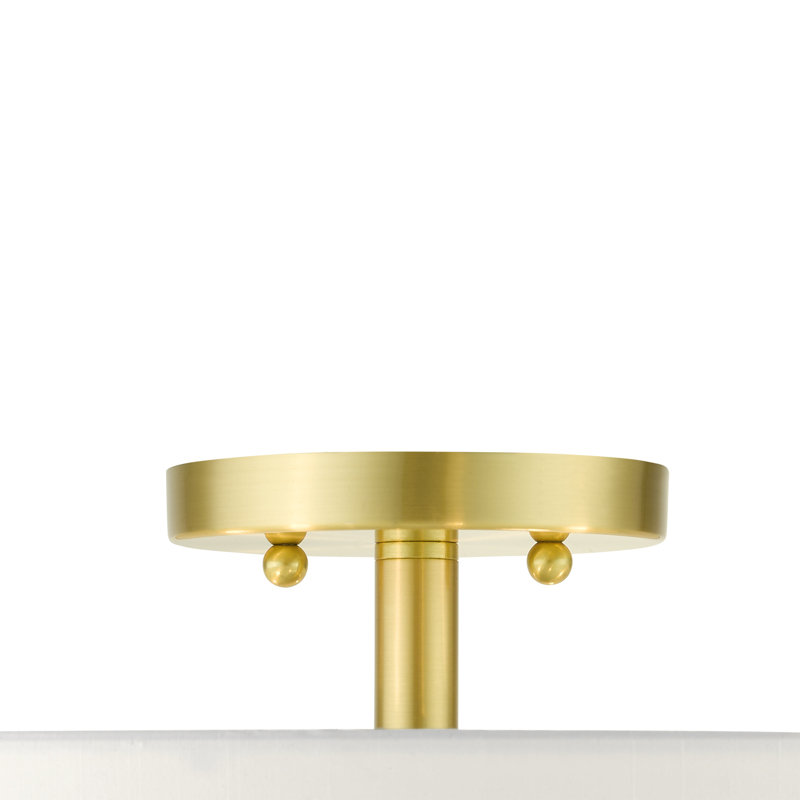 Plafonnier semi-encastré 5 lumières Bazilijus, Blanc cassé, Laiton satiné