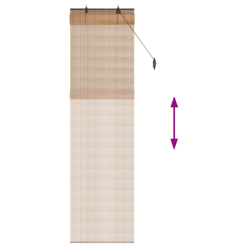 Bamboo Roller Blind, Brown, 70 cm W x 220 cm L