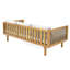 Lit de jour 3 places avec base en bois, résistance à l'eau avec coussins gris, siège à panneau à lattes, 67,88 x 32,67 23,68, lit de jour à accoudoirs à assemblage requis, coussins à eau, chaise longue à panneaux, l 67,88