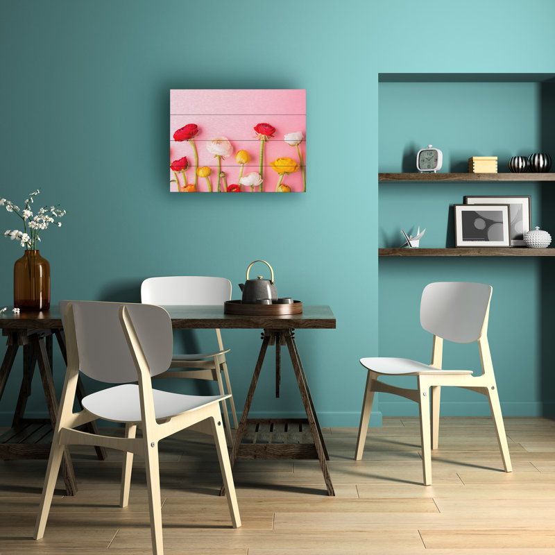 Incado Vibrant Ranunculus Wood Slat Art, H 18 po x l 22 po