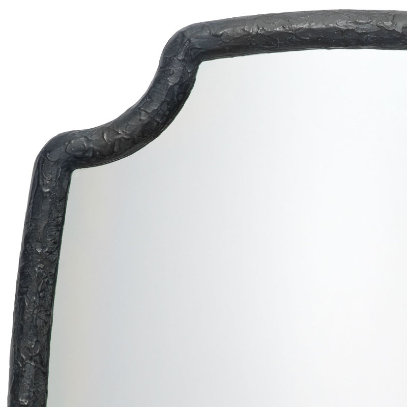 Selene Charcoal Scalloped Large Rectangular Bathroom Mirror