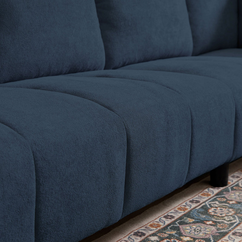 "102.56" W Reversible Sectional Sofa with Corner Seat & Extended Bench, Blue