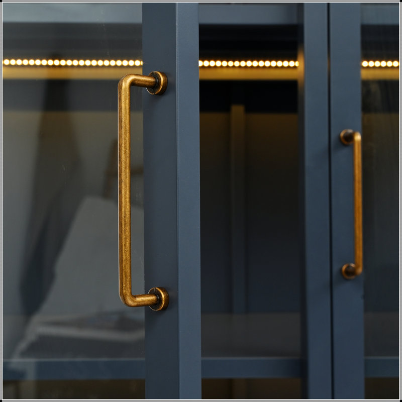 Vitrine de 76,75 po de hauteur avec portes en verre, lumières DEL et verre à 3 côtés pour les couloirs, les salons, les cuisines et les bureaux