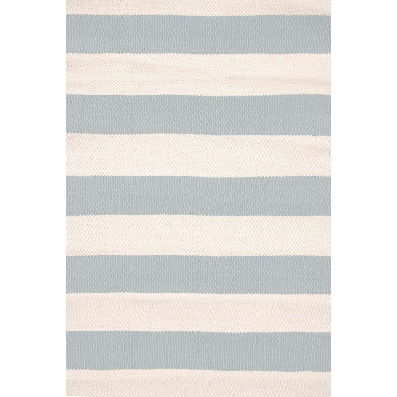 Catamaran Stripe Light Blue/Ivory Handwoven Indoor/Outdoor Rug, Runner 2'6" x 8'