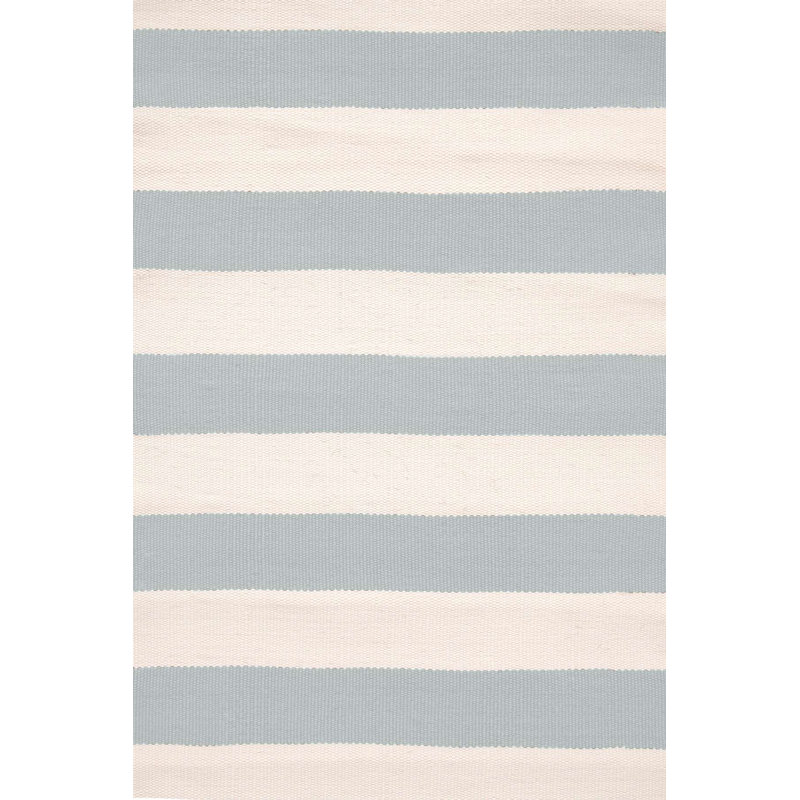 Catamaran Stripe Light Blue/Ivory Handwoven Indoor/Outdoor Rug, Rectangle 9'6" x 13'6"