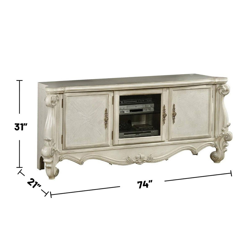 Meuble télé en bois avec 3 portes, Blanc