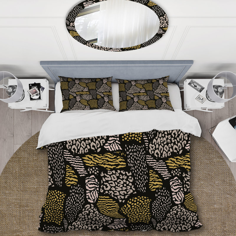 Ensemble de housse de couette en microfibre noir / vert 3 pièces