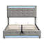 4Ft6 Double Bed Velvet Upholstered Bed With 7 Colors LED-Light Strips-1736536313
