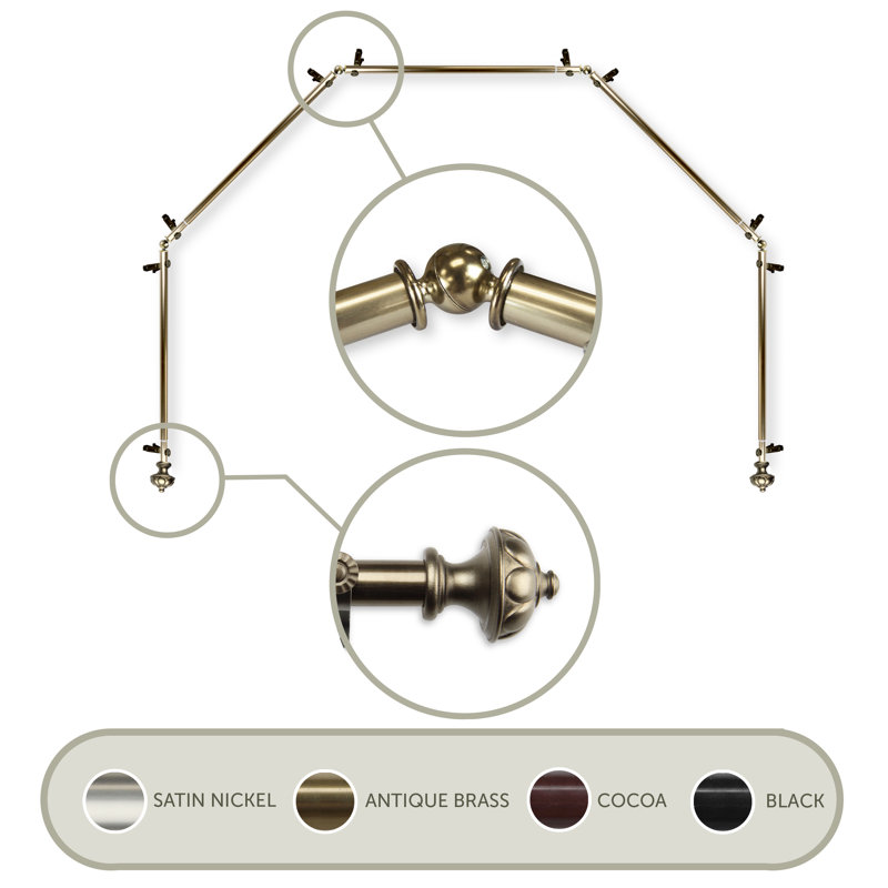 Tringle à rideaux simple ajustable Blondene, 28 po à 48 po (chaque côté), Laiton antique