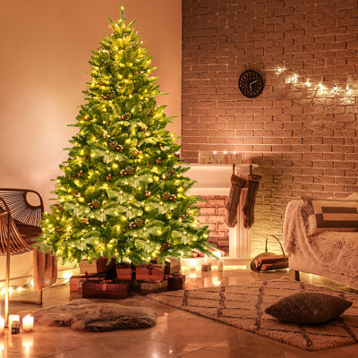 Arbre de Noël artificiel pin noir 6,5 pi avec 450