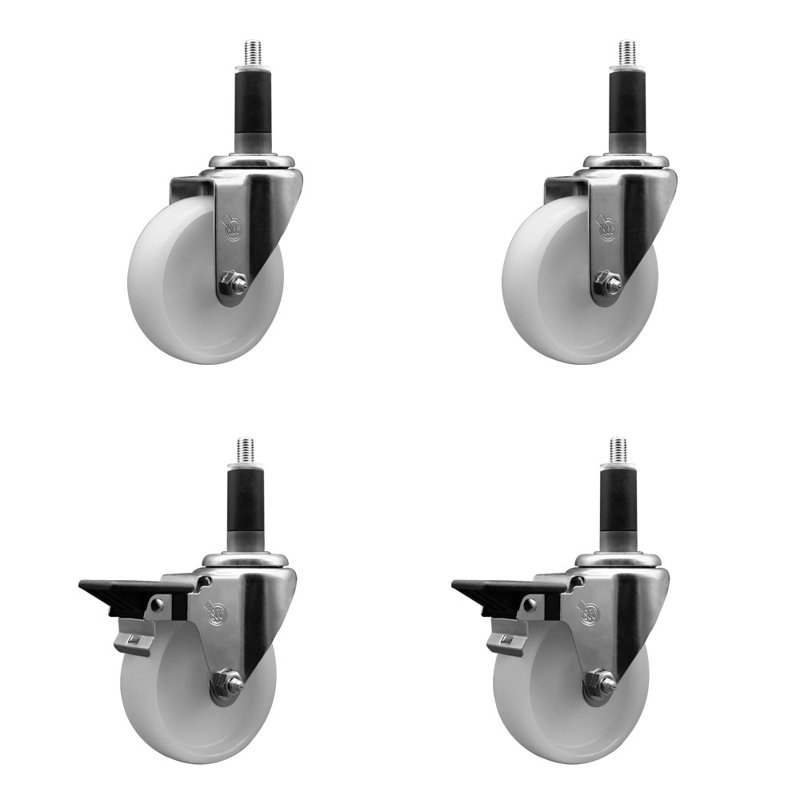 Ensemble de roulettes extensibles pivotantes à roulettes en nylon 2 freins SCC PLB 4 po x 1-1 / 8 po