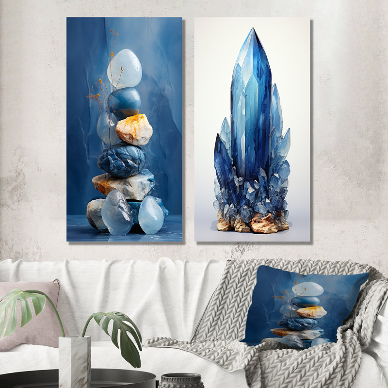 Ensemble de 2 impressions sur toile Blue Stone, H 28 po x l 25 po, Toile tendue