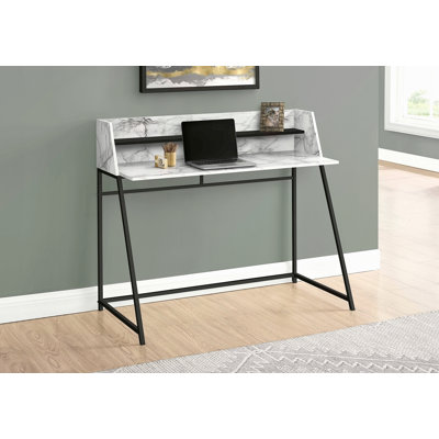 Computer Desk, Home Office, Laptop, Storage Shelves, 48"L, Work, Stone Look Laminate Metal, Contemporary, Modern