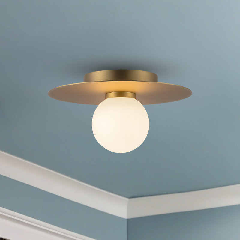 Elixir 10-In Flush Mount, Gold, White/Gold, 5.38" H x 9.88" W x 9.88" W