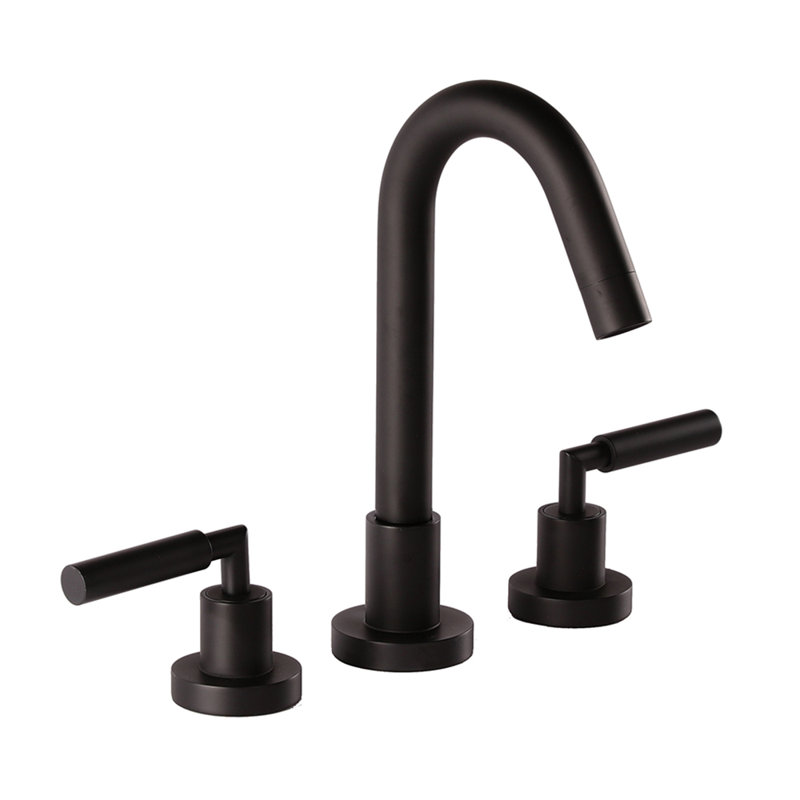 Cigno Widespread Bathroom Faucet with Drain Assembly, Matte Black