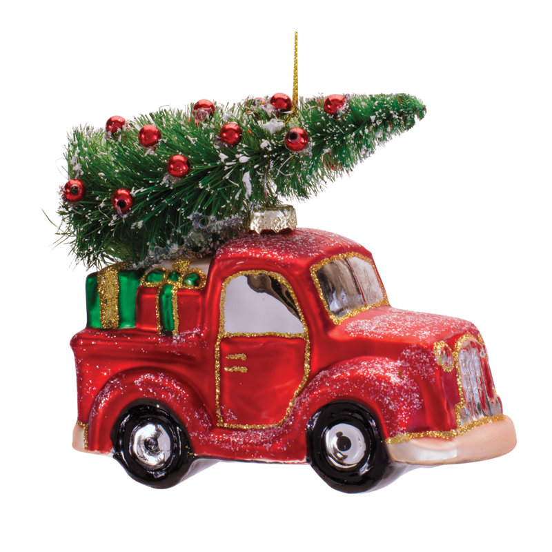 Ensemble de 12 ornements en verre camion et arbre