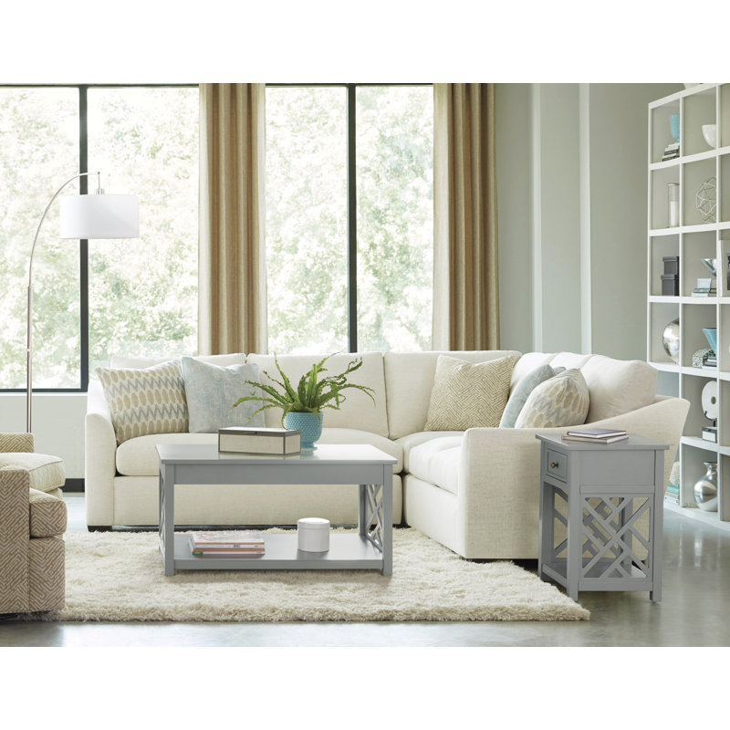 Four Leg Coffee Table with Storage, Grey