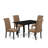 5 Piece Dining Room Table Set Includes a Rectangle Kitchen Table with Butterfly Leaf and 4 Brown Linen Fabric Parson Chairs, Oak-1886828110-1886828105-1880892655