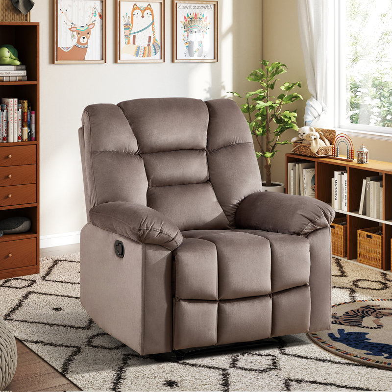 2-Piece Contemporary Manual Reclining Living Room Set With Recliner Chair & Loveseat With Console & Cup Holders, Mocha Brown