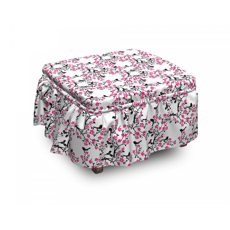 Ensemble de housse pour repose-pieds à coussin de boîte 2 pièces fleur sakura tree