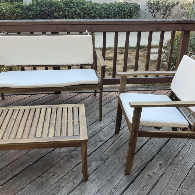 Ejnar 4-Piece Outdoor Patio Furniture Set In Solid Acacia Wood