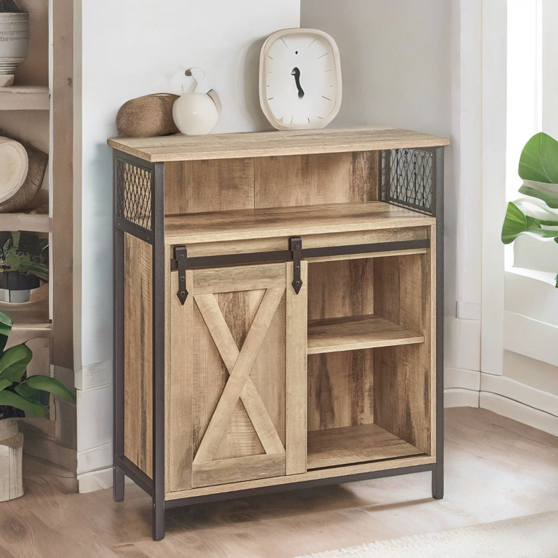 Multipurpose Kitchen Sideboard Buffet Cabinet With Sliding Barn Door