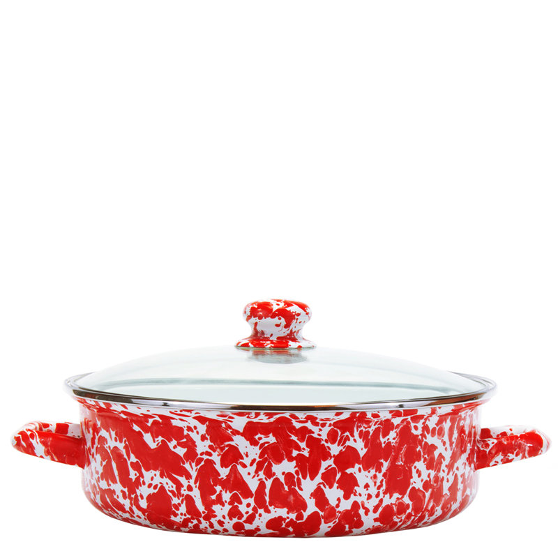 Swirl Saute Pan with Lid, Red, 5 Qt.