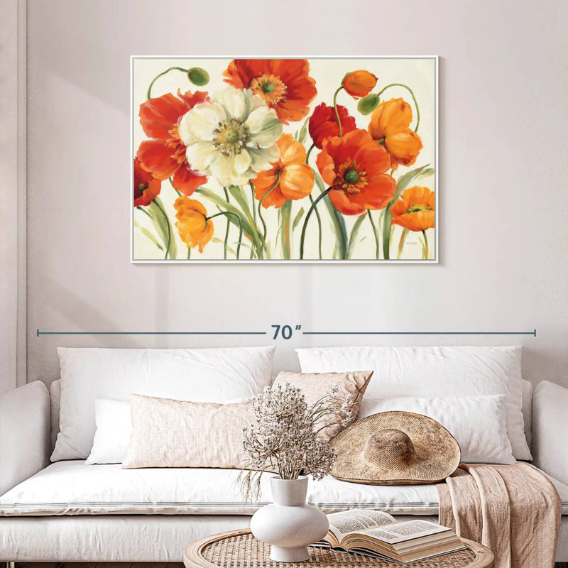 Mélodie des coquelicots, Cadre flottant blanc, 43 po x 29 po