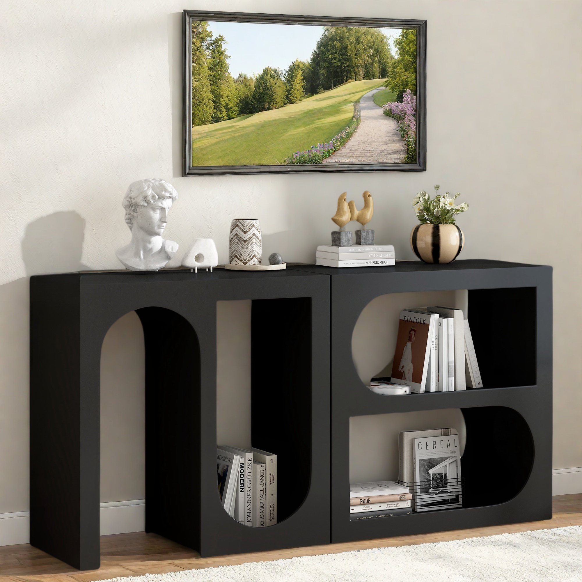Latitude Run® Modular Console Table With Rectangular Exterior And ...