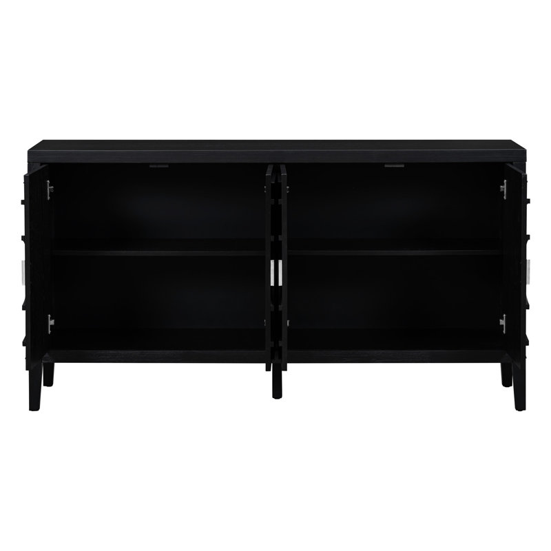 Buffet rétro noir avec tablettes réglables - Personnalise votre armoire de rangement pour augmenter la capacité de la maison