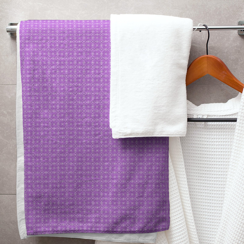 Serviette de bain napperon, Violet/blanc