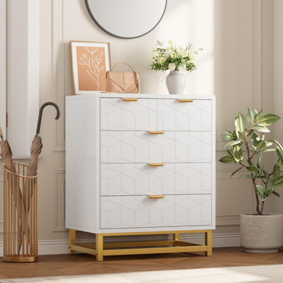 5 Drawer Dresser for Bedroom, Modern Chest of Drawers with Metal Legs and Wide Storage Organizer