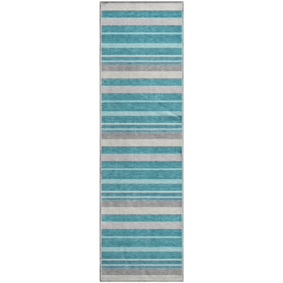Premium Machine Washable Prisco Teal Rug