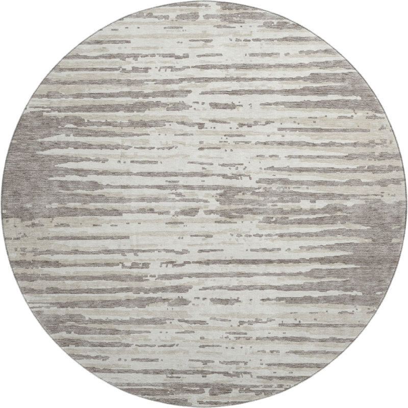 Premium Machine Washable Prisco Taupe Rug, Round 8'