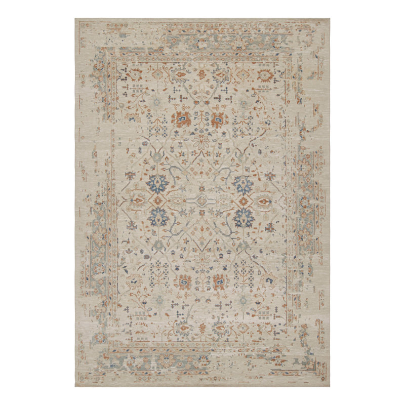 Oushak Hand Knotted Floral Area Rug, Rectangle 8' x 10'