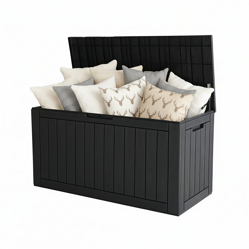 Boîte de rangement en résine 120 gallons - Rangement extérieur verrouillable et imperméable, Noir