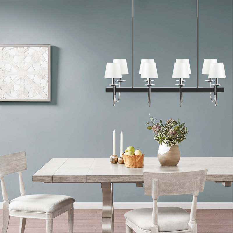Lustre traditionnel 8 lumières avec abat-jour tambour