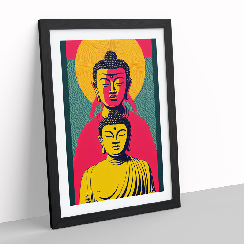 Two Buddha - Framed Print, Black Framed, 34cm H x 25cm W x 2cm D